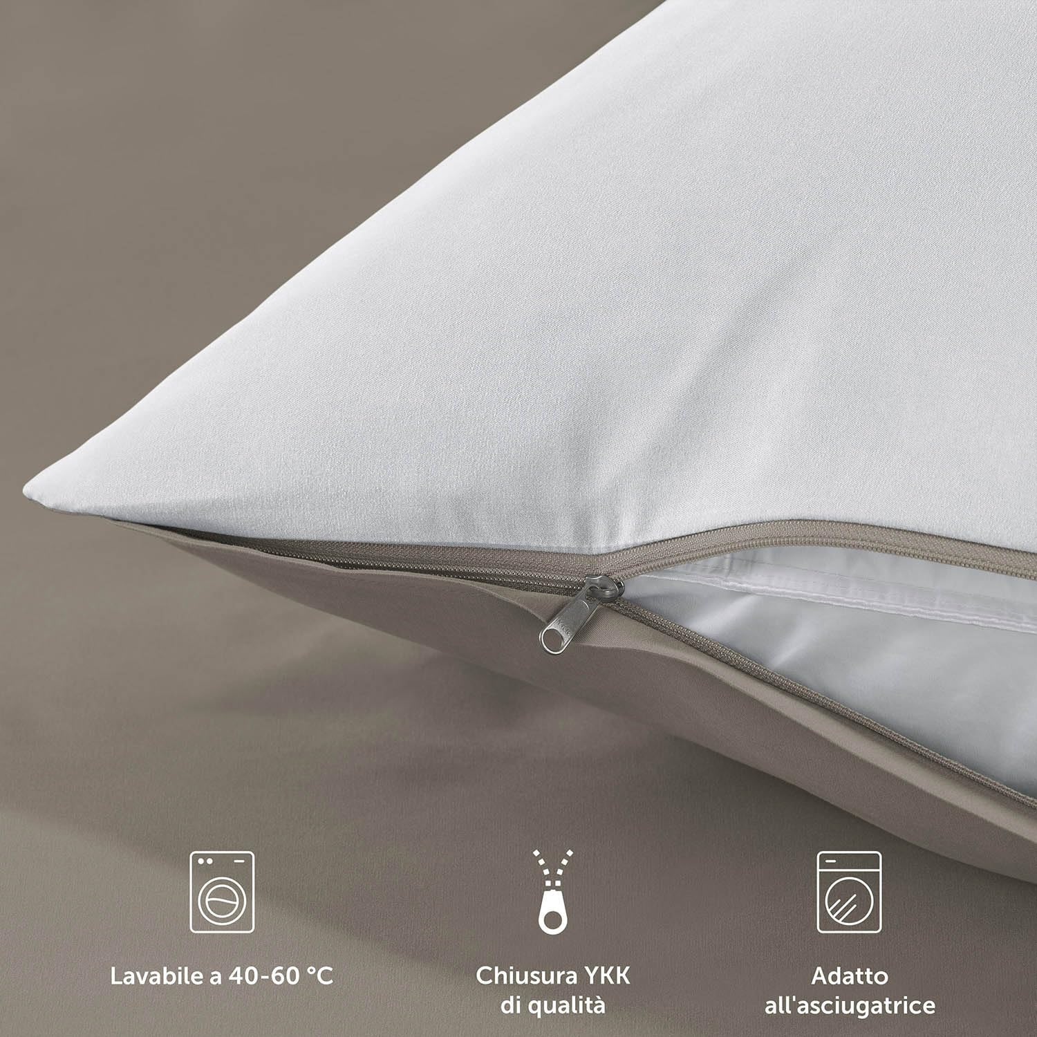 Blumtal Biancheria da Letto con Design Reversibile da 200x200 cm incl. Federe 50x80 cm - Lenzuola invernali in microfibra extra morbida certificate Oeko-Tex, 3 pezzi, Taupe/Bianco