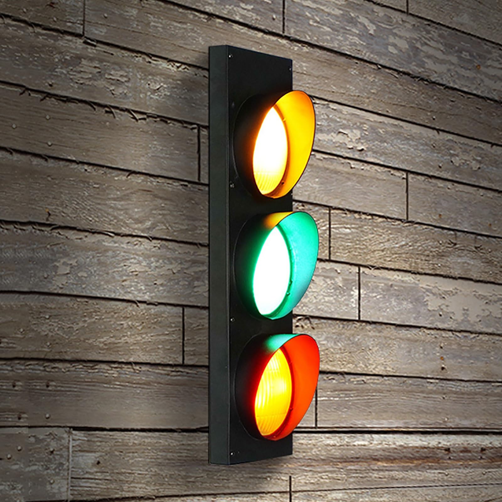 FAXIOAWA Feu de Circulation avec télécommande, 3 lumières Rouge/Jaune/Vert, Appliques murales de signalisation de sécurité routière, feu Stop Industriel à LED, intérieur/extérieur