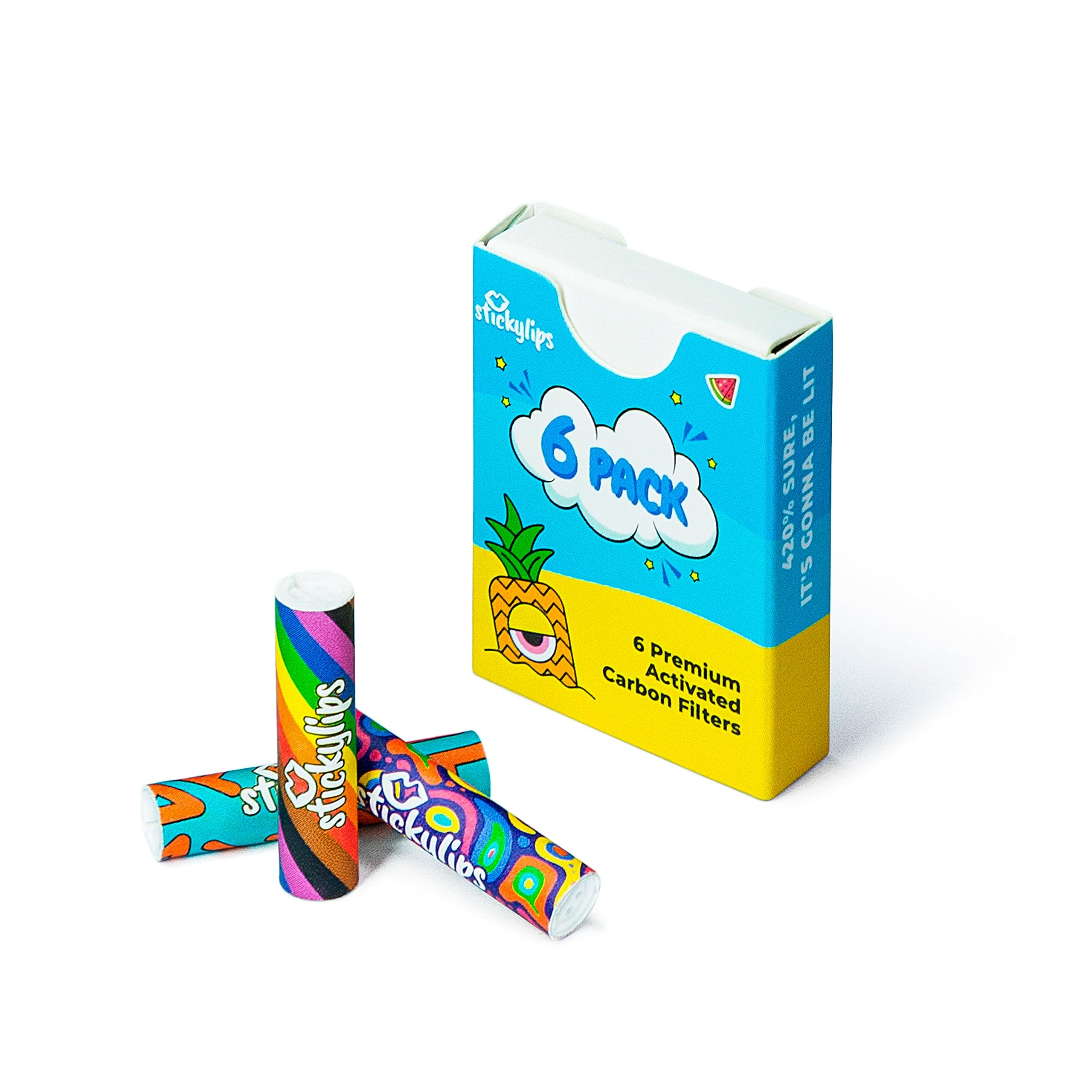 Stickylips SIX Pack Comic Edition Slim Size - 10 confezioni da 6 pezzi, filtri ai carboni attivi, dimensione 5,9 mm, gusto genuino, filtro a base di noce di cocco, filtro di qualità superiore