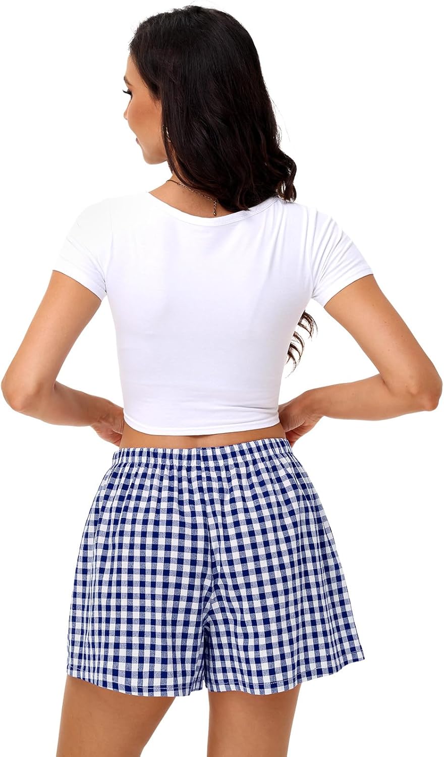 Bonuci 2 Pack Women Boxer Shorts Cotton Y2k Lounge Sleep Gingham Pj Summer Casual Pajama Y2k Beach Bottoms with Pockets - Image 3