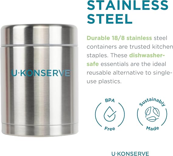 U Konserve Stainless Steel Insulated Food Jar Vacuum Sealed Thermos for Hot and Cold Food Wide Mouth - Leak-Proof Container BPA Free 12 Ounce