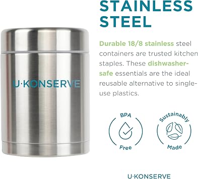 U Konserve Stainless Steel Insulated Food Jar Vacuum Sealed Thermos for Hot and Cold Food Wide Mouth - Leak-Proof Container BPA Free 12 Ounce