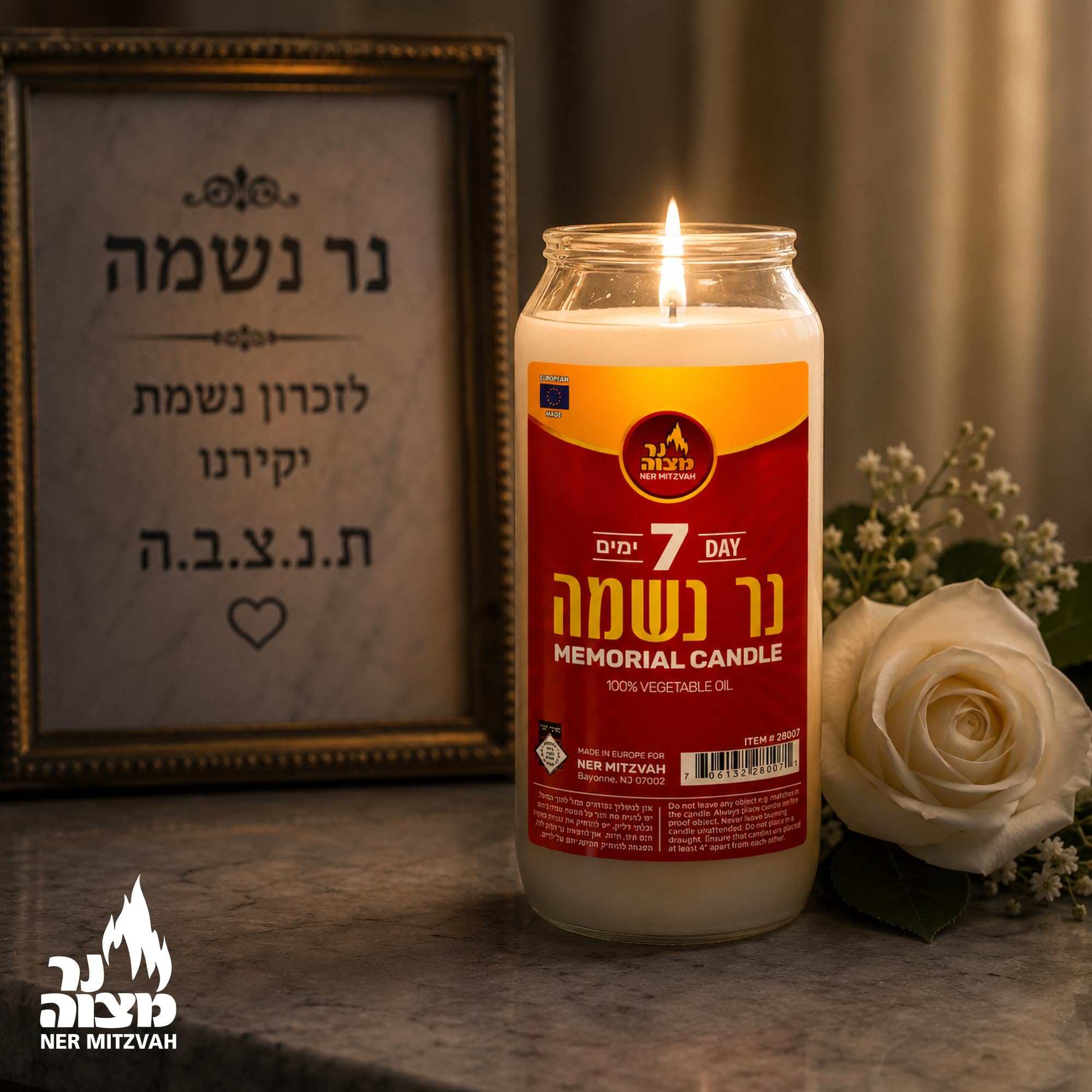 Ner Mitzvah - Świeca Yartzeit – 10 sztuk – koszerna świeca Yahrtzeit Memorial i Yom Kippur w plastikowym uchwycie