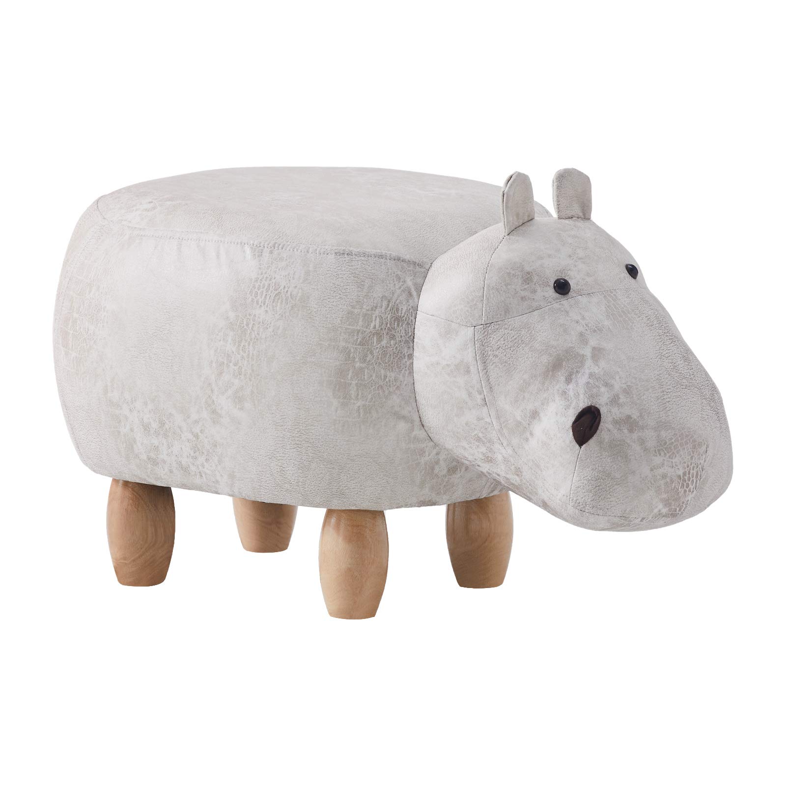 TUKAILAi Animal Shape Footstools Ottomans Padded Cushion Footstool Pouffe Stool Rest Seat Sofa Chair Hippo (Grey)