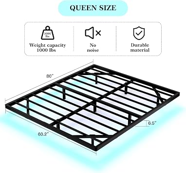 Floating Bed Frame Queen Size, Queen Bed Frame with Smart LED Lights