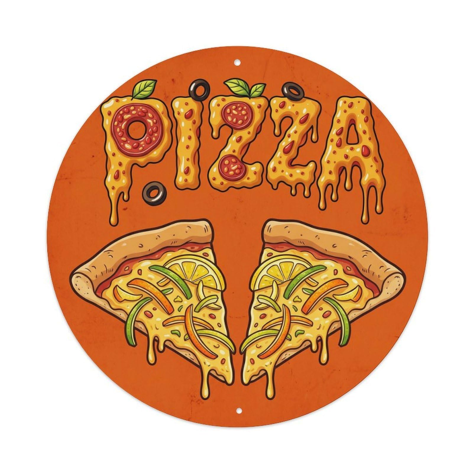 Huiyhb 8X8inch(20X20cm) Vintage Pizza Slice Citrus Zest Metal Tin Sign