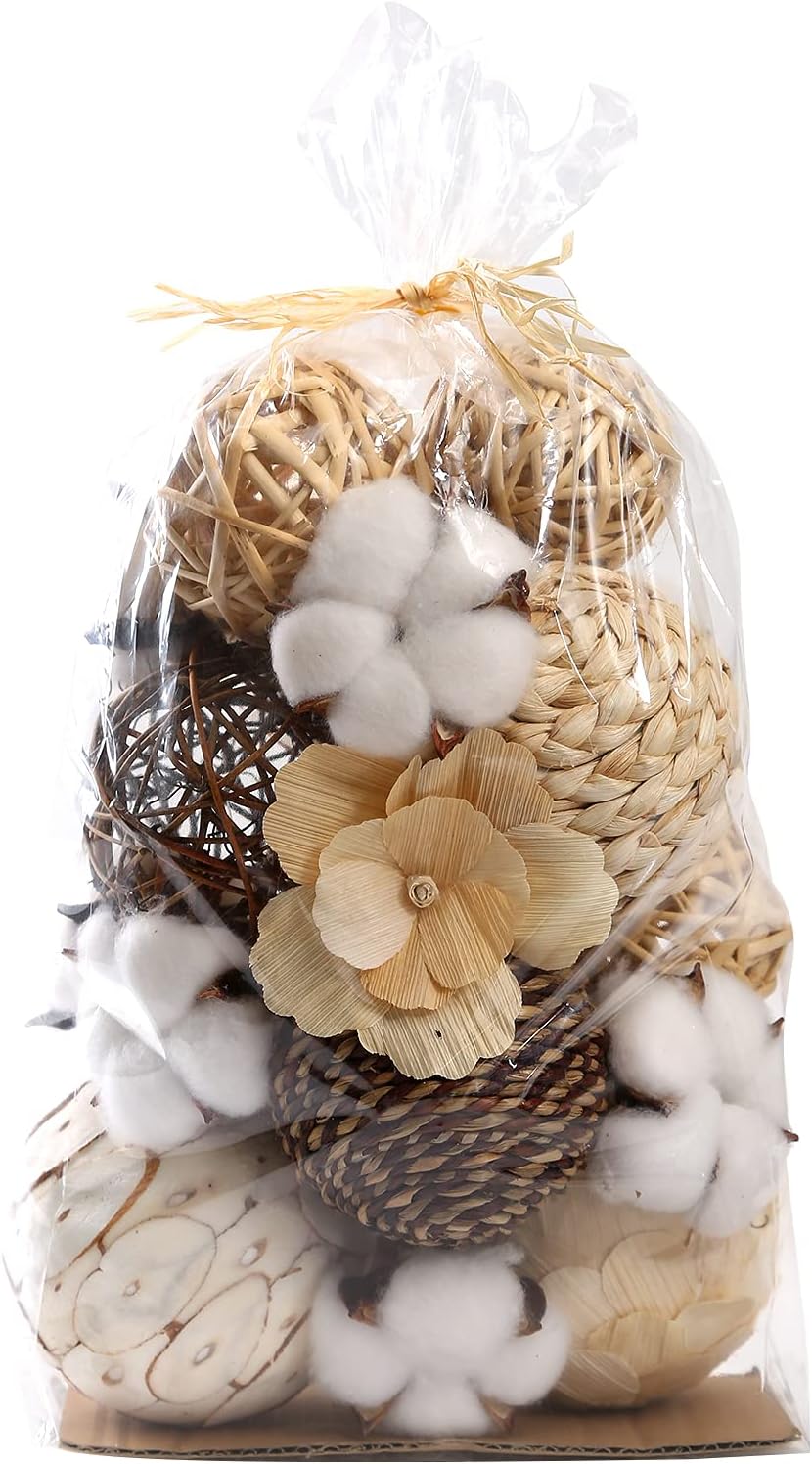 Decorative Balls Assorted Spherical Rattan Twigs Wicker Balls Cotton for Bowl and Vase Filler Balls Spheres Orbs Filler Centerpiece Home Decor