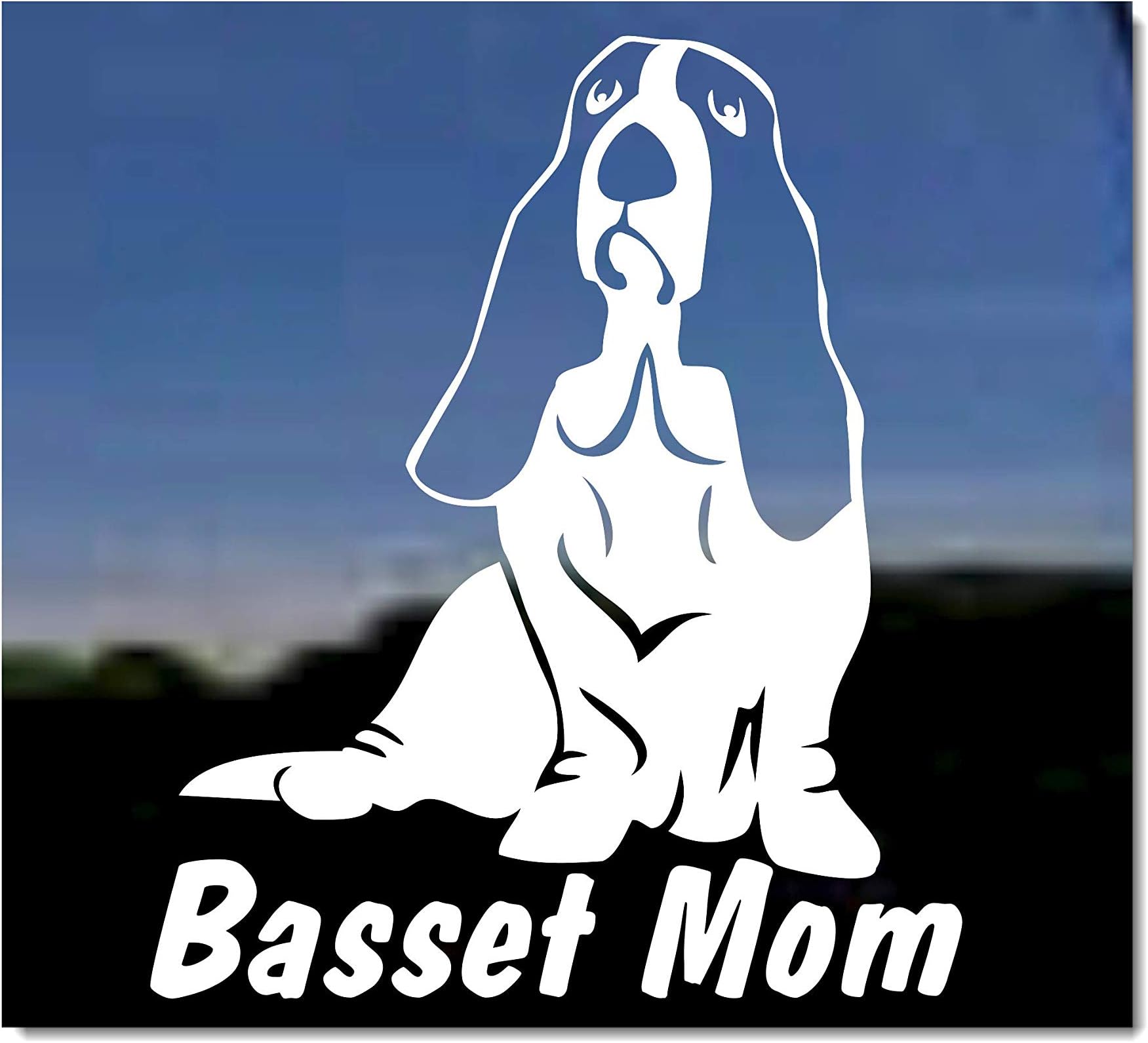 Basset Mom | Basset Hound Dog Vinyl Window Auto Decal Sticker