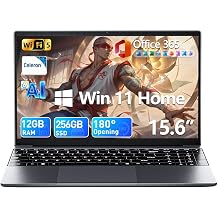 15.6'' AI Laptop with Office 365, 12GB RAM 256GB SSD