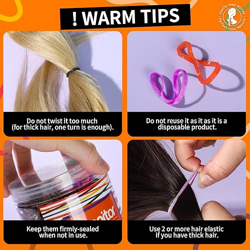 Miniatura 5 de Teenitor - Bandas elásticas para el cabello, 2000 unidades, Bandas de goma para el cabello, elásticas para el cabello, pequeñas, transparentes,
