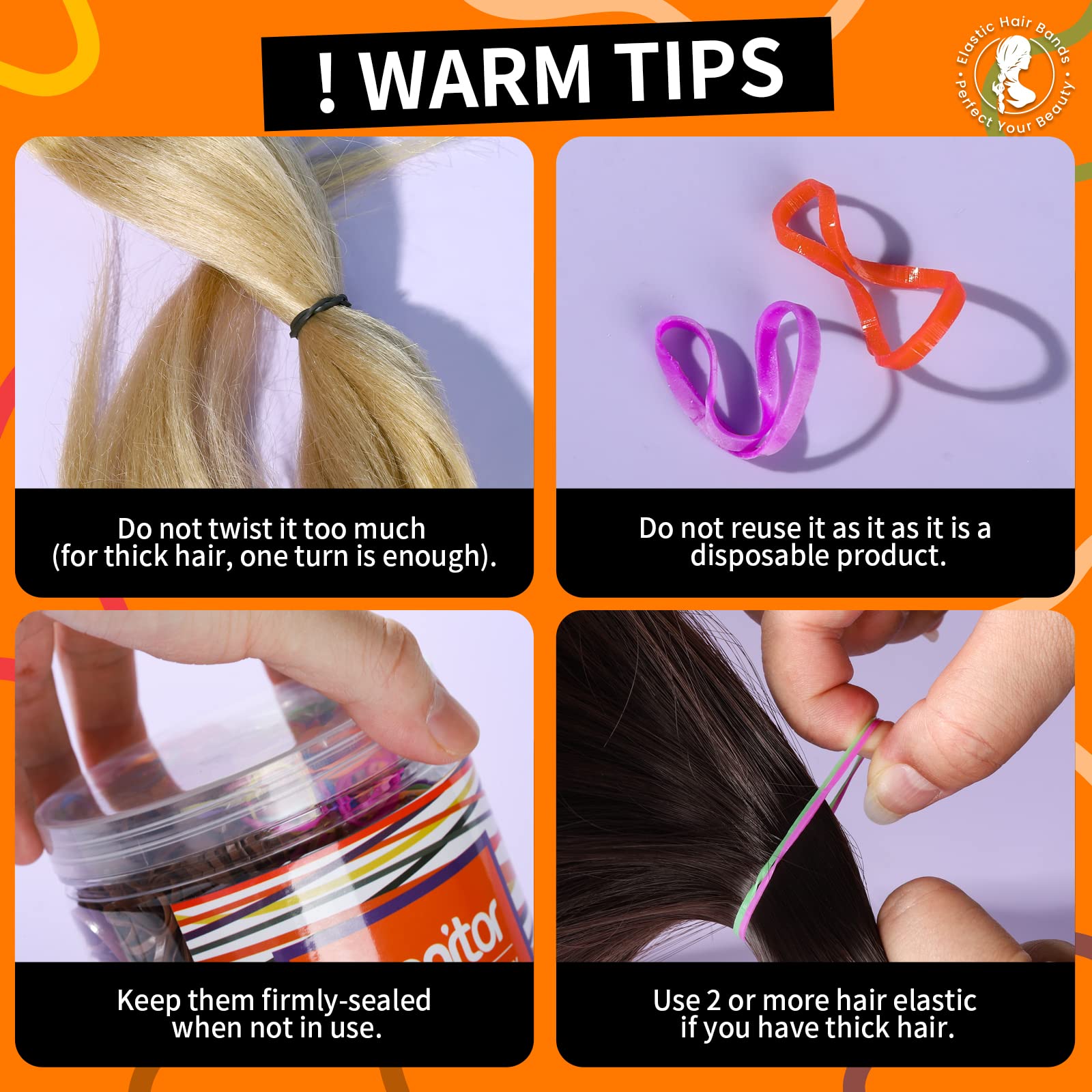 Teenitor Bandas elásticas para el pelo, 2000 unidades de gomas para el cabello, gomas elásticas para el cabello, lazos pequeños para el cabello, transparente, negro, marrón y color