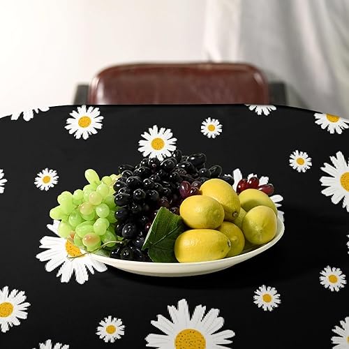 Miniatura 227 de Mantel floral hippie, diseño retro de los años 70, naranja, rosa, azul, floral, bohemio, estampado estético de margaritas, para fiesta, picnic