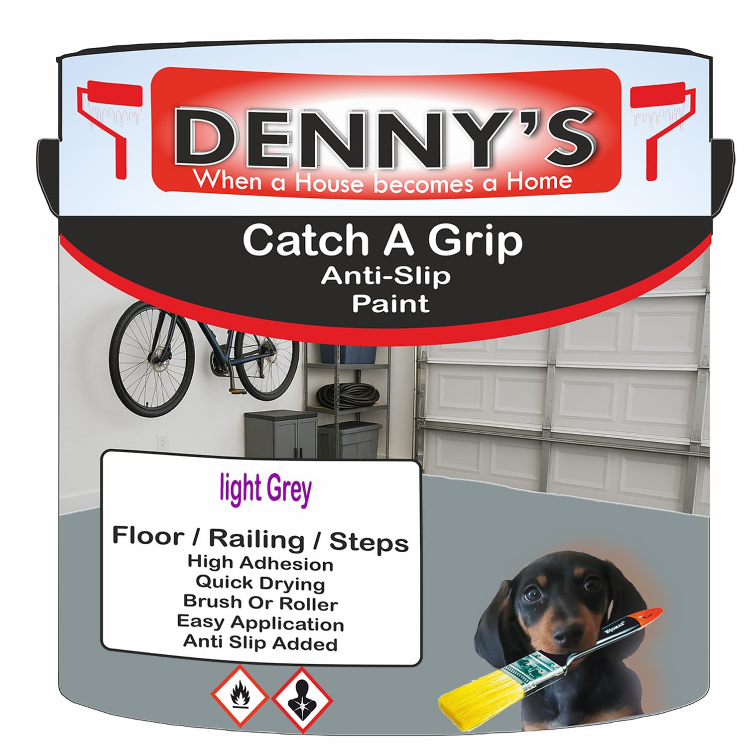 SCOOBYS PAINTS BACK IN THE MIX Catch A Grip Anti Slip Floor Paint – Non Slip Coating for Steps, Railings & Garages – 170 Colours, High Adhesion, Quick Dry, Multiple Sizes (light Grey, 5 Litre Tin)