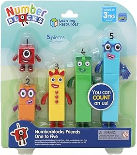 Learning Resources Numberblocks Friends One to Five, Official Collectible Toys, Includes Numberblocks One, Two, Three, Four and Five, Suitable for Display and With Posable Arms for Realistic Play
