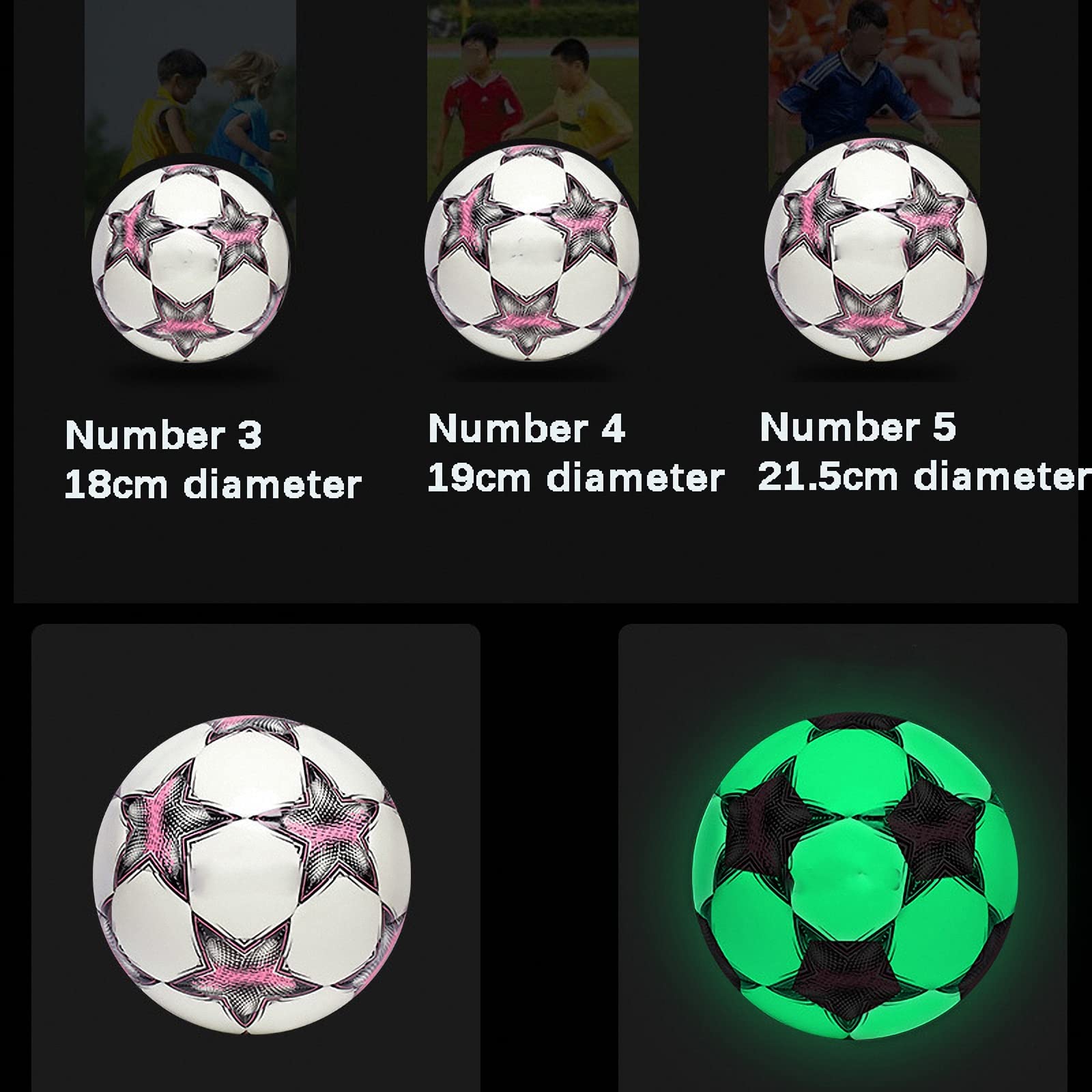 Reflektierender fußball mit pumpe für Kinder und Studenten,größe 4/5 fluoreszierender leuchtender fußbälle für Jugendliche,Ball für Outdoor trainingsspiele,Match,Geschenk