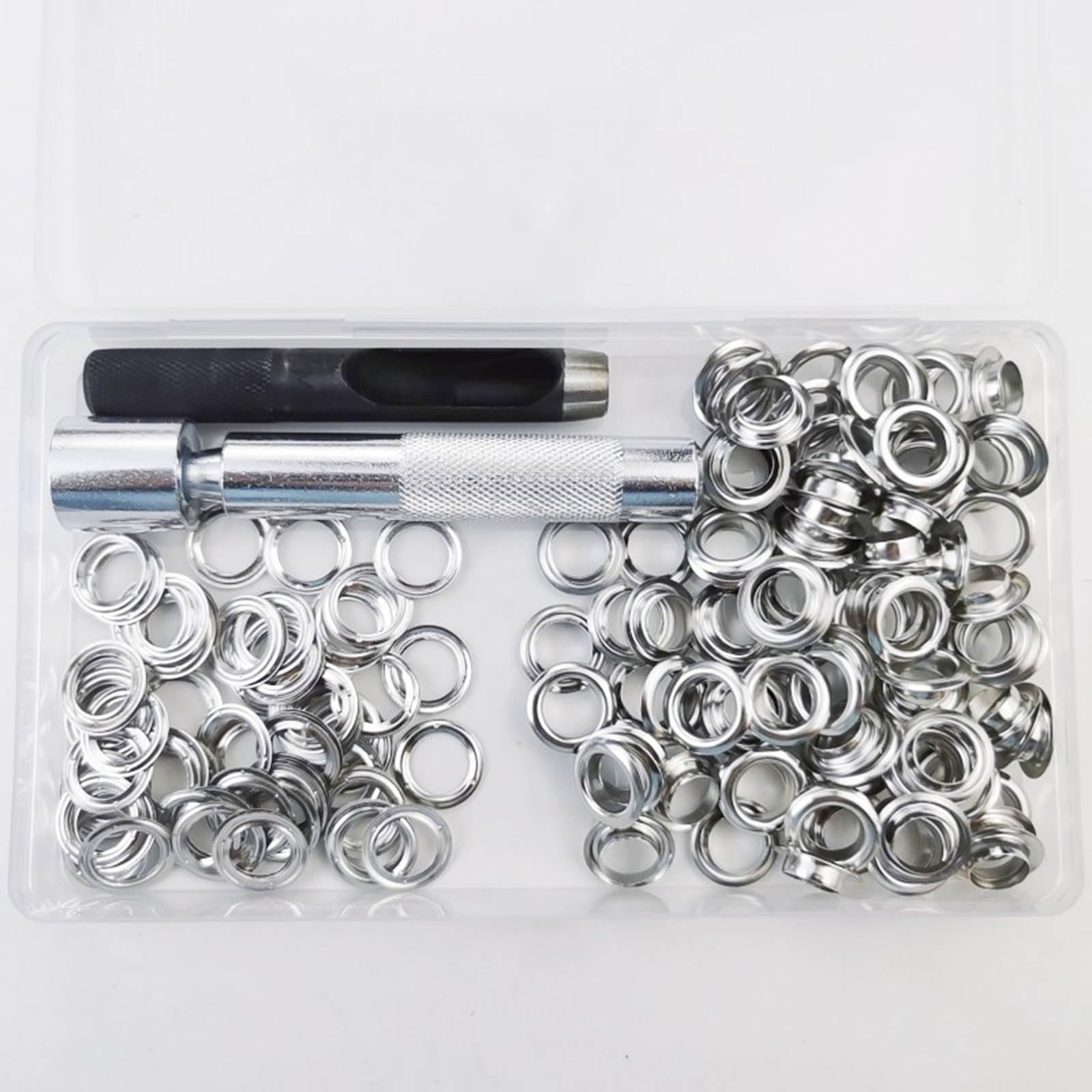 Set di 100 occhielli da 10 mm con 3 strumenti di installazione per artigianato, scarpe, borse, cinture in pelle, accessori di riparazione