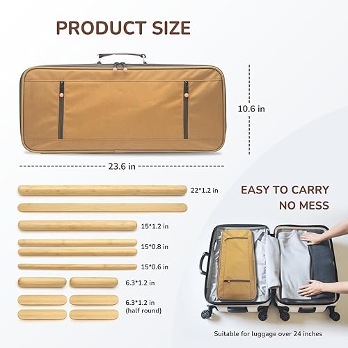 Miniatura 8 de Calentador de piedra de masaje portátil, calentador eléctrico de masaje de bambú, caja de salón portátil profesional con 12 palos de bambú (bolsa