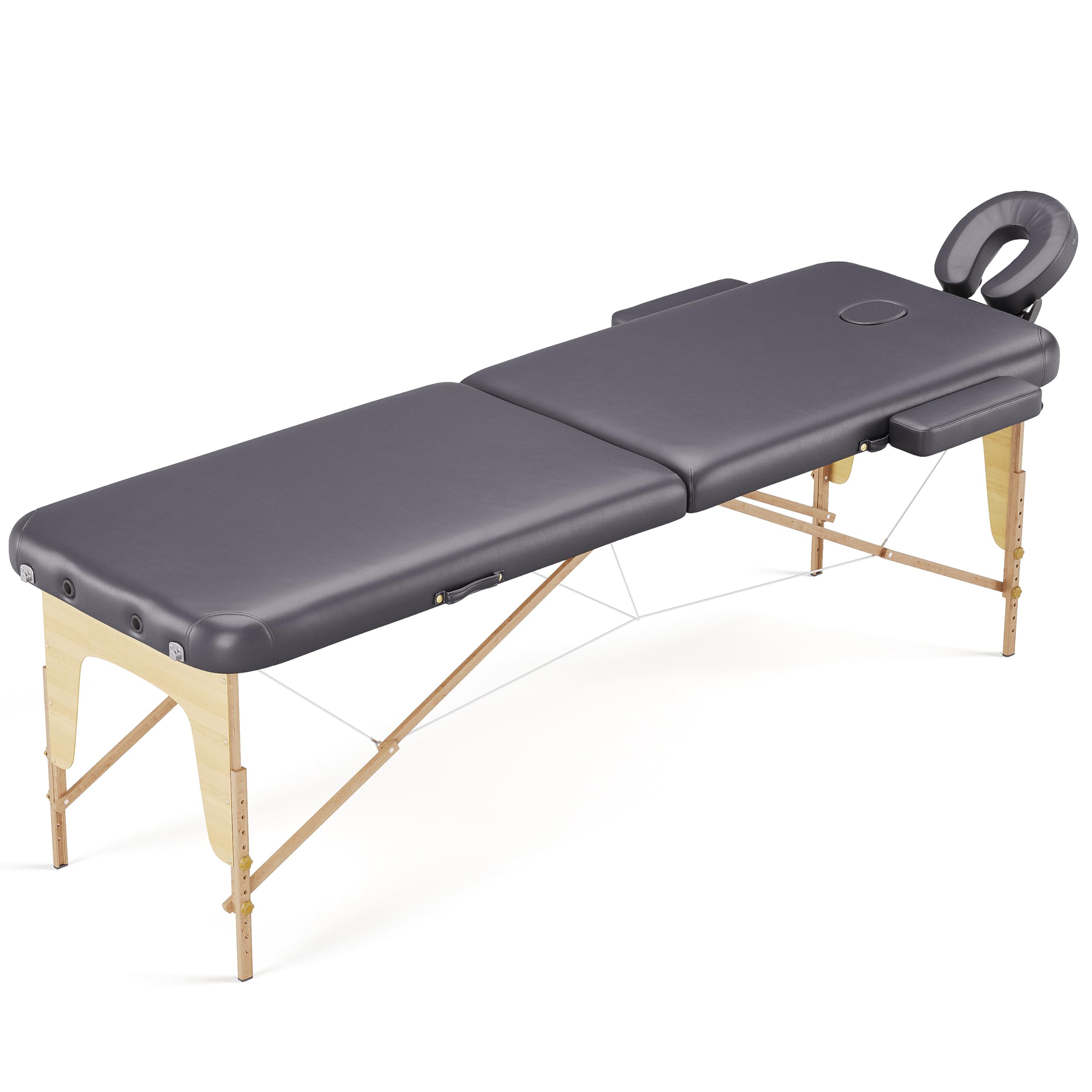 Beltom® Lettino da Massaggio 2 Zone in Legno Portatile 180 x 60 cm. - Borsa da Trasporto - PESA Solo 11,7 kg - Pannello Reiki - Angoli ARROTONDATI E RINFORZATI - Fisioterapia Tatuaggi Relax - Nero - 4