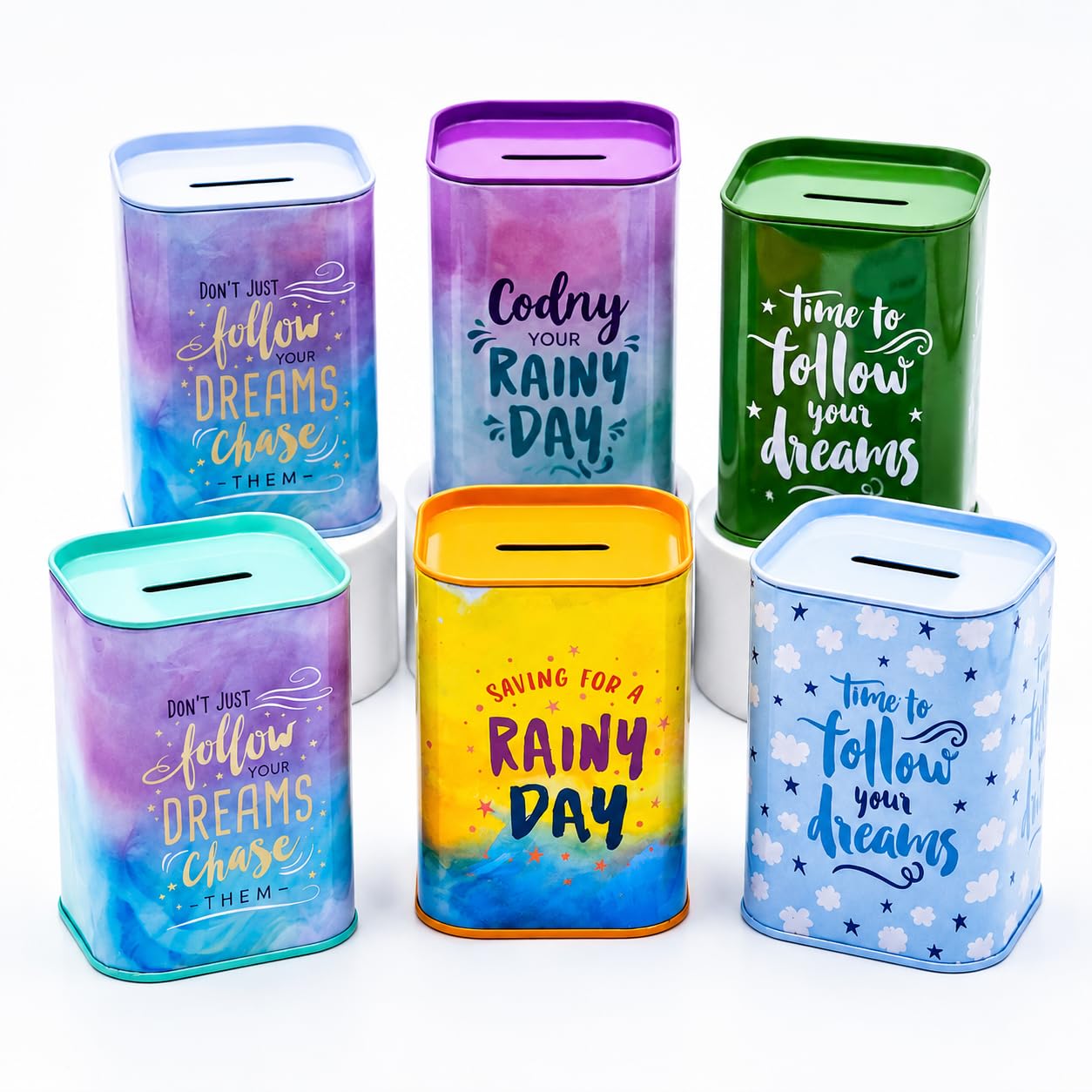 Metal Money Saving Box with Motivational Quote | Aesthetic Coin Bank for Kids & Adults | Large Capacity Piggy Bank | Lockable Savings Tin for Cash, Coins & Notes | Random Color-image-22