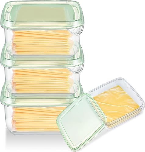 Uiifan Recipiente de queso en rodajas de 3 piezas para refrigerador, soporte para rebanadas de queso con tapas, caja de queso transparente de