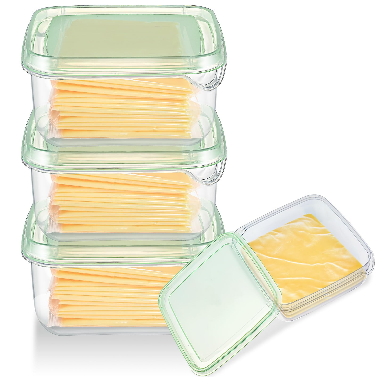 Uiifan 3 Pcs Sliced Cheese Container for Cheese Slice Holder with Lids Plastic Clear Box for Fridge Airtight for Fridge Dessert Container for Refrigerator Food