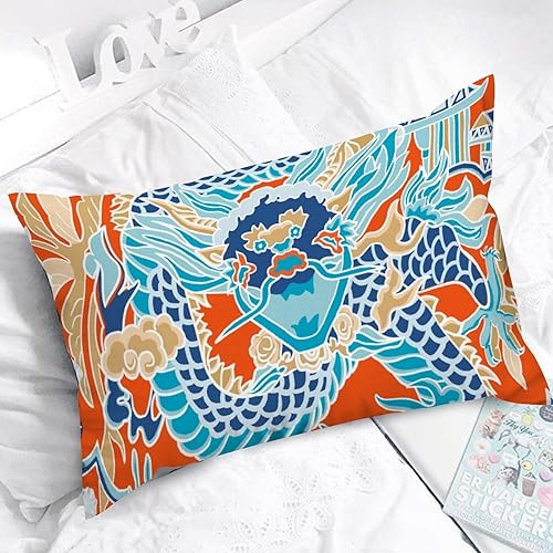 Vista 798 de ArogGeld Chinoiserie - Fundas de almohada escénicas asiáticas, estilo asiático, funda de almohada azul y verde Kelly, funda de cojín para decoración