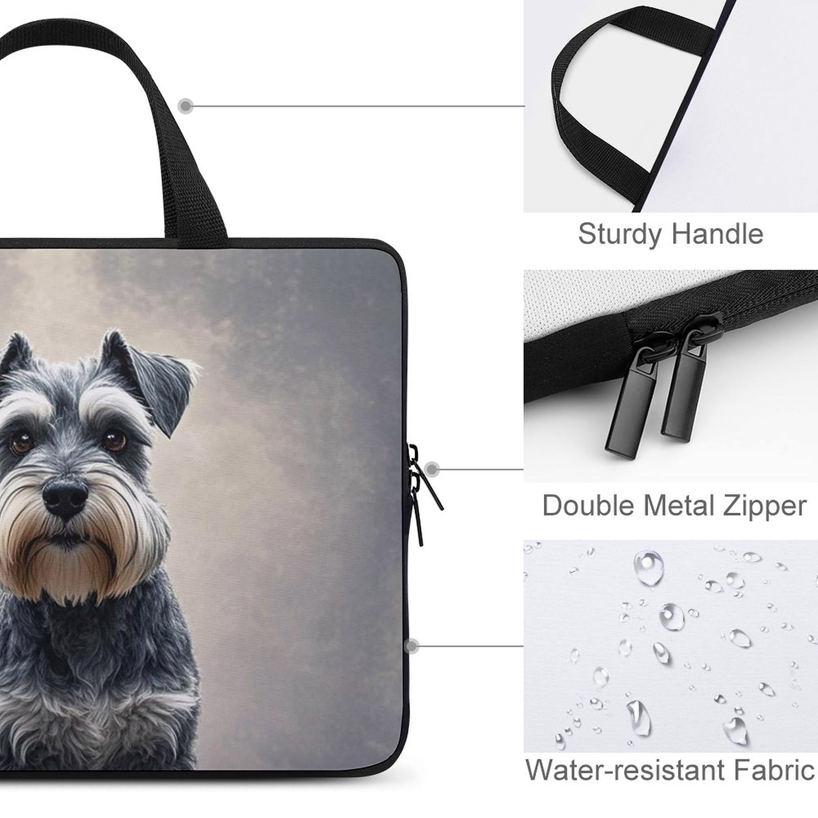 Schnauzer Housse de protection pour ordinateur portable de 17 pouces pour ordinateur portable ou tablette