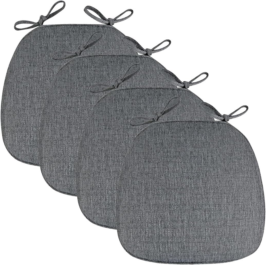 SVFOEBJM Dining Chair Cushions with Ties Set of 4 Soft Zippered Cushions for Kitchen Chairs Comfortable Saddle Chair Pads Dark Gray Color Perfect for Home Decor