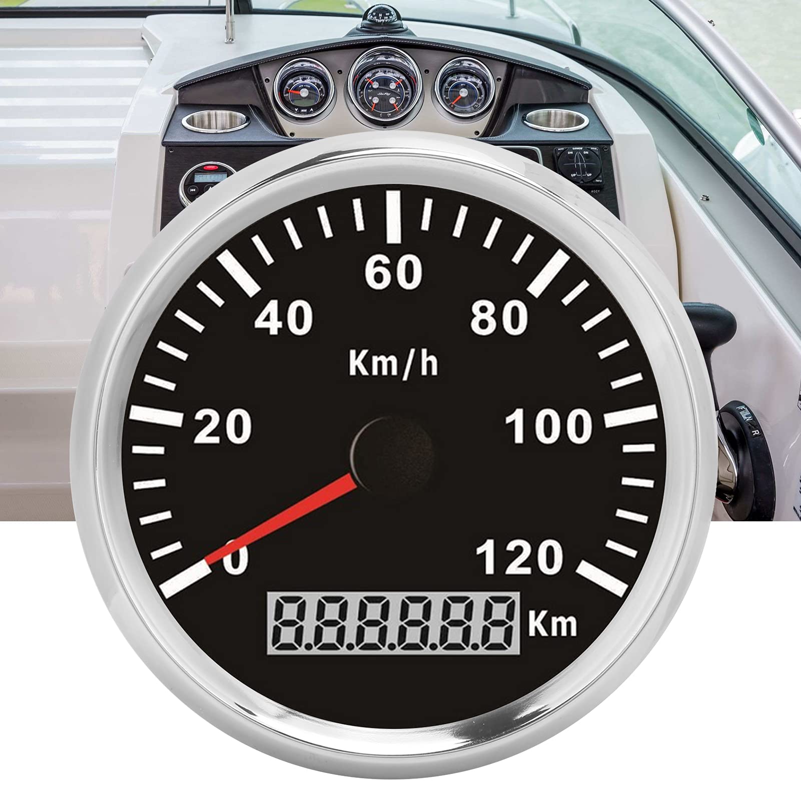 Amazon | 自動車用スピードメーター、3‑3 / 8In 0‑120Km / H防曇湾曲