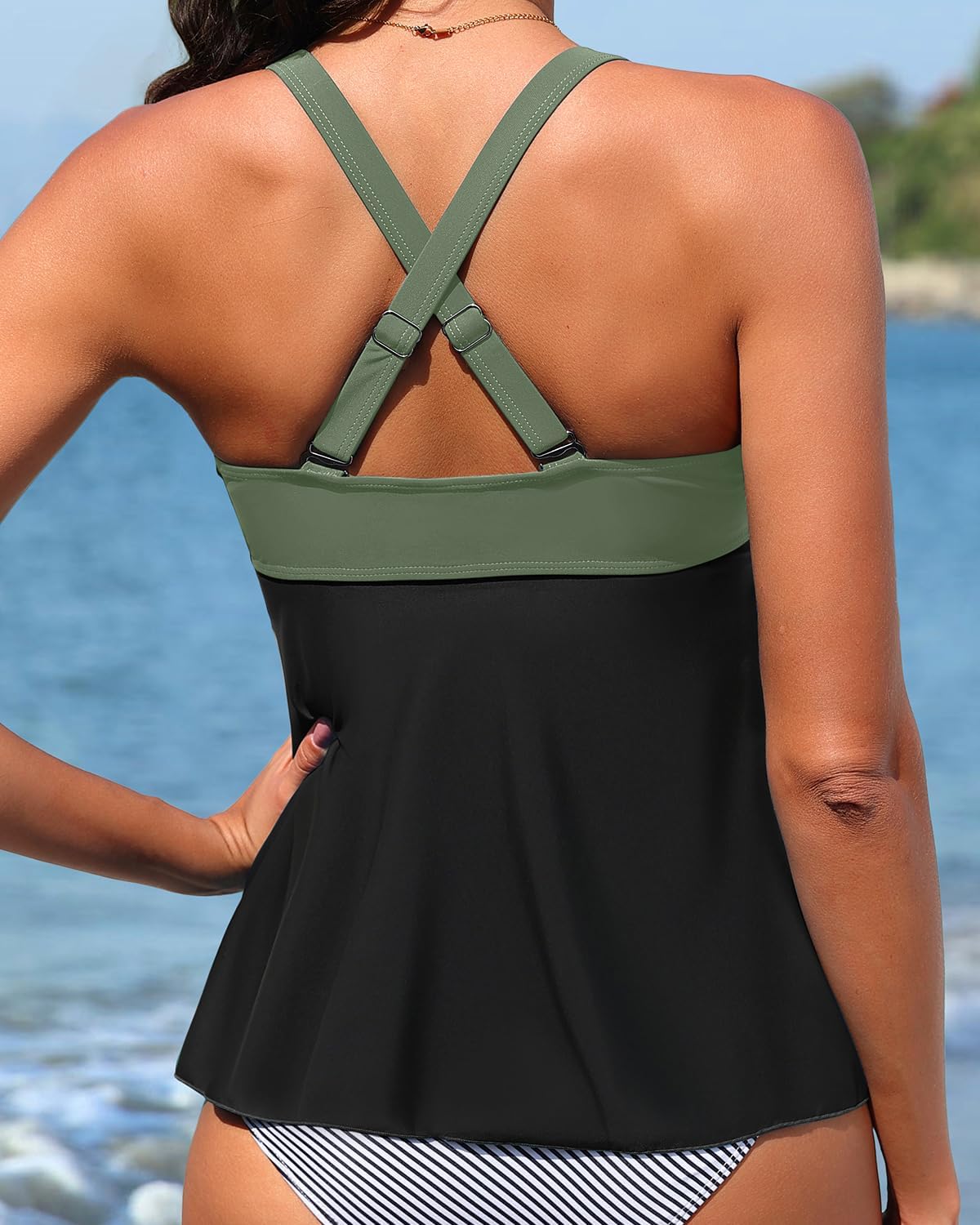 Women Underwire Tankini Top - Flowy Swimsuit Top Only Cross Back Twist Bathing Suit No Bottom 2025 - Image 2