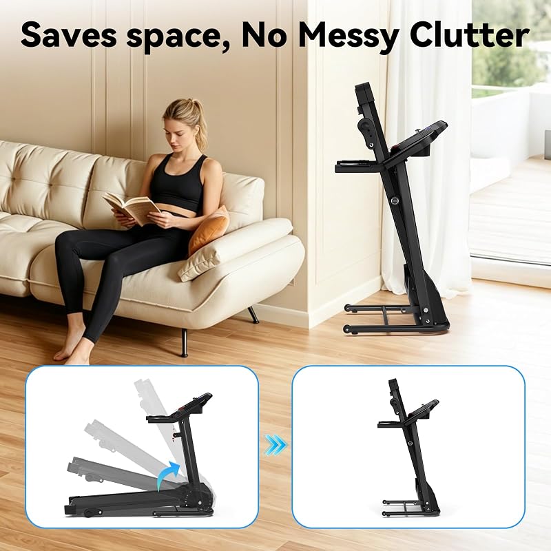 FLIMDEER Folding Treadmill for Home, Foldable Walking & Jogging Treadmill with 3-Level Incline, Joint-Friendly Exercise, 2.5 HP Quiet Motor, Foldable Space-Saving Design for Small Apartments image 7