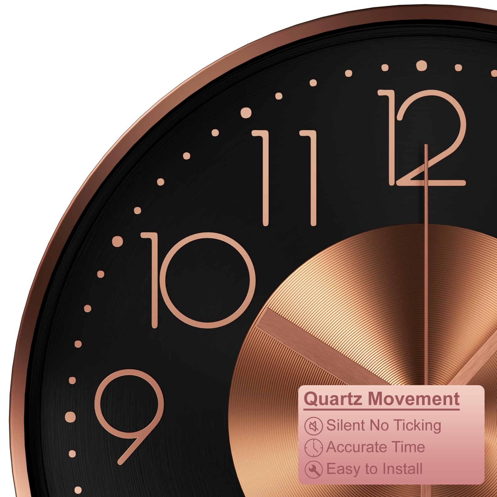 October Elf 12 Inch Wall Clocks for Living Room Kitchen Modern Battery Operated Silent Wall Clock - Image 4