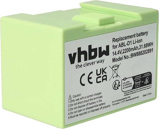 vhbw Batterie Compatible avec iRobot Roomba i517840, i455840, i355840, i517640, i517240, i4558 Robot électroménager Gris (2200mAh, 14,4V, Li-ION)