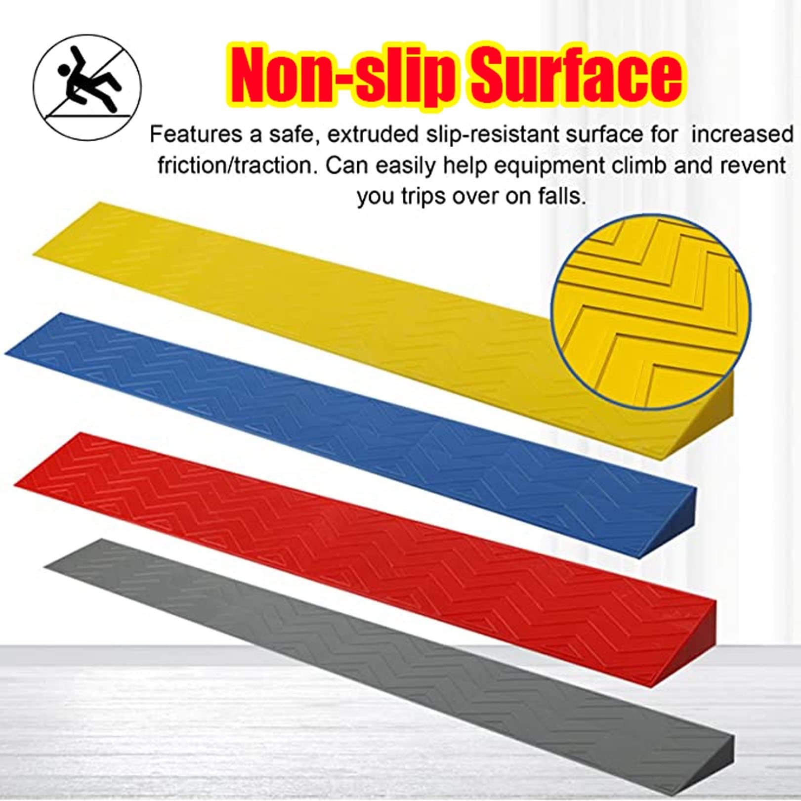 Rampy do skuterów inwalidzkich, Rampa progowa do drzwi Gumowa antypoślizgowa wielokolorowa Wiele rozmiarów(Yellow,100 * 13 * 6.5CM)