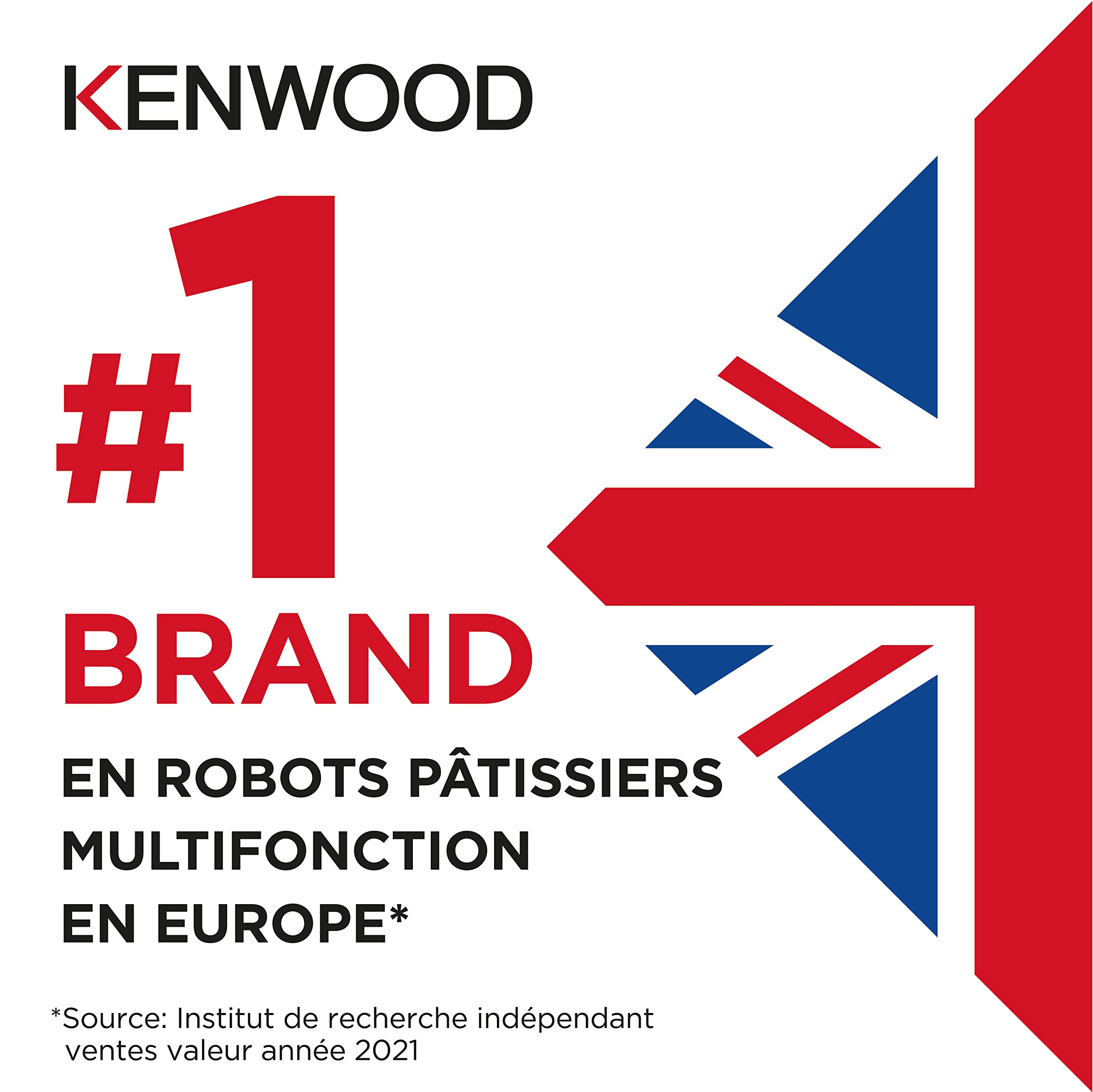 Kenwood KVL4100S Robot pâtissier planétaire Chef XL, robot de cuisine mixeur, 1200 W, grand bol de 6,7 litres, 3 accessoires de mélange, réglage électronique de la vitesse et Pulse, acier, argent