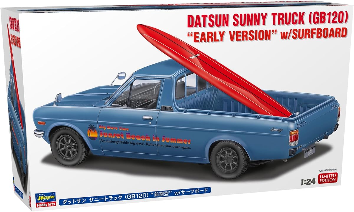 Camión Hasegawa 620778-1/24 Datsun Sunny con tabla de surf - Escala 1:24