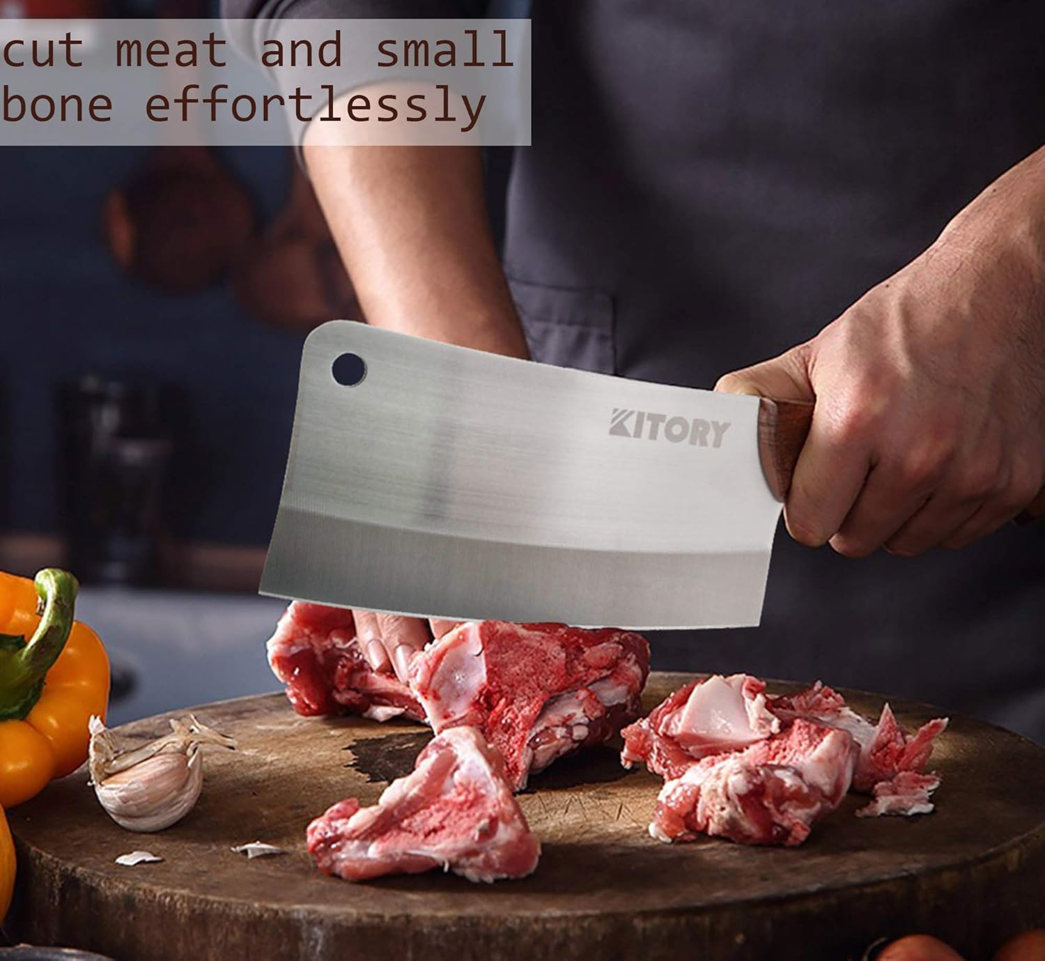 Kitory Meat Cleaver 7'' Heavy Duty Chopper Butcher Knife Bone Cutter Chinese Kitchen Chef’s Chopping Knife for Meat, Bone- Full Tang 7CR17MOV High Carbon Stainless Steel, 2025 Gifts