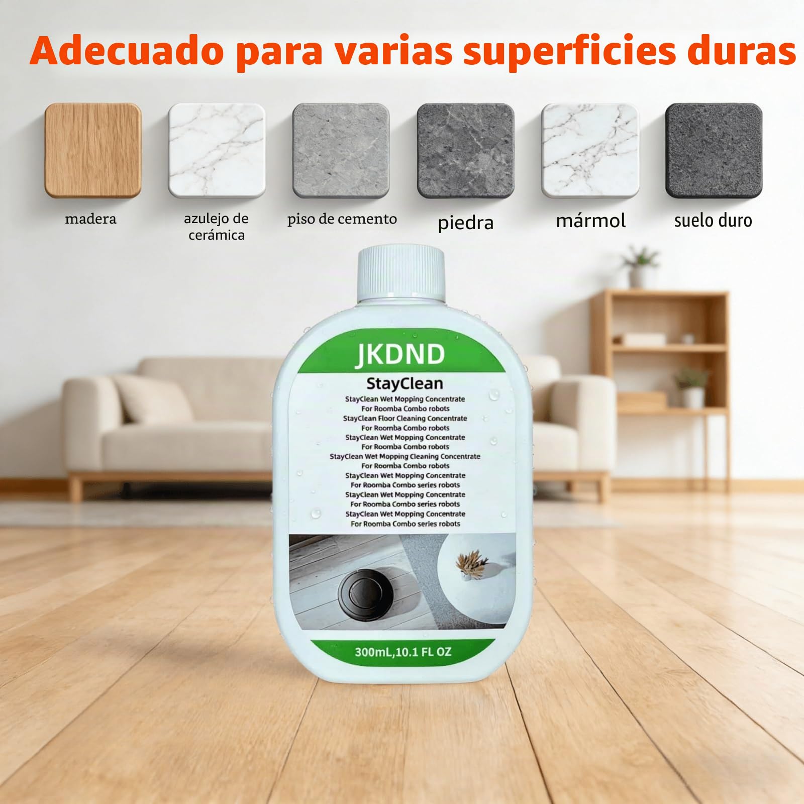 StayClean Solución Concentrada, Líquido De Limpieza De Baja Espuma for Robot Aspiradora, Compatible con Roomba 705/505/405 Plus/Max Serie, Fragancia Fresca, Sin Residuos (3x300ml)