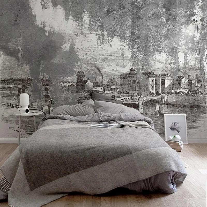 Papier peint mural 3D gris masquant autocollant PVC pour mur salon abîmé - 2