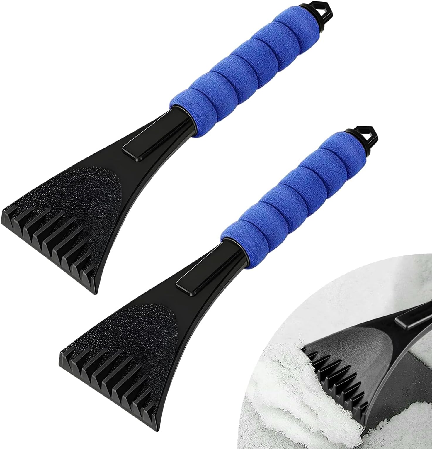 2PCS Ice Scraper for Car Windshield, Scratch-Free Auto Window Snow Scraper with Foam Grip, Efficient Ice Shovel Windshield Frost Cleaning Tool for Sedan Truck SUV, Car Accessories (Blue)