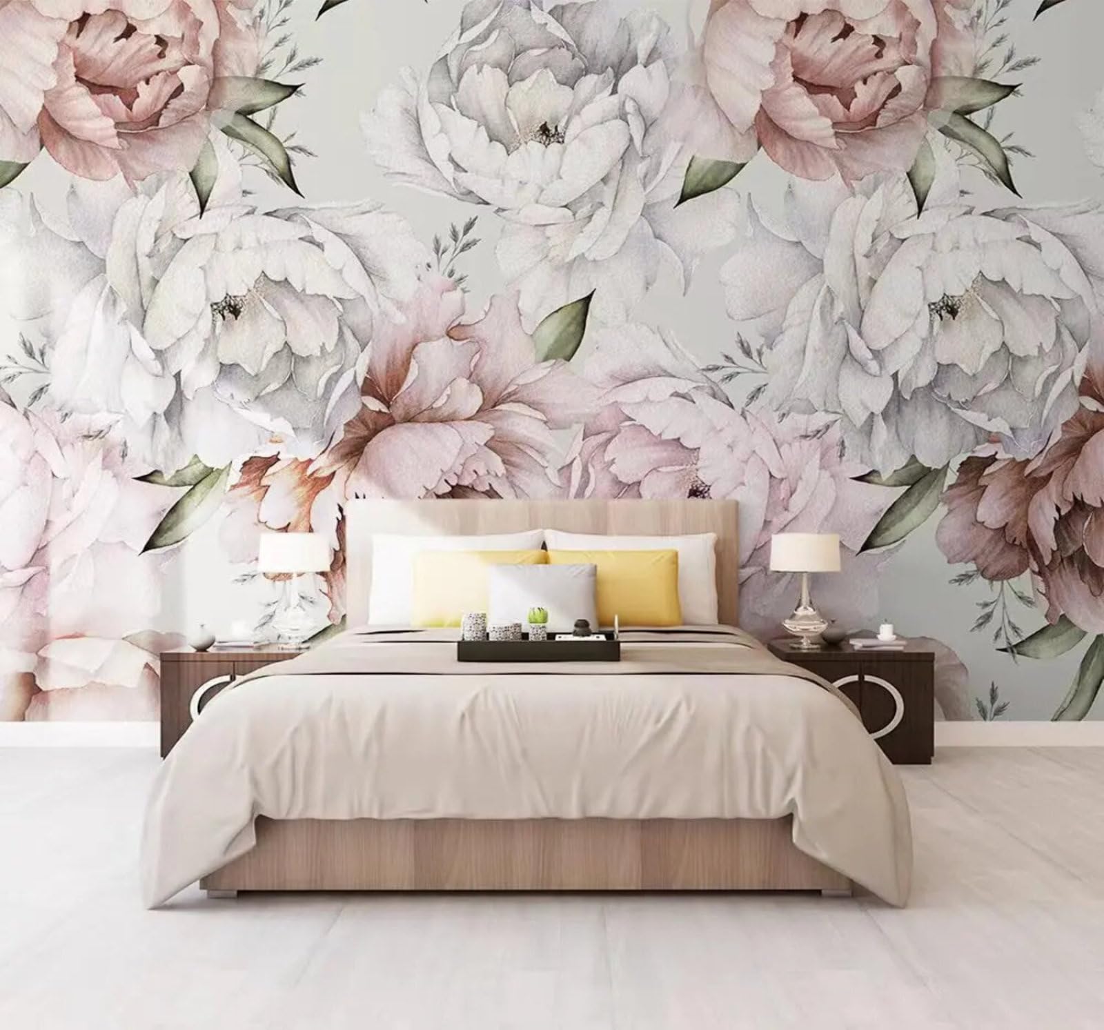 Retro Three Dimensional Hand Drawn Beautiful Peony 3D Wallpaper Easy Install Feature Office Living Room Sofa Bedroom TV Background Wall Decoration-250cm×170cm