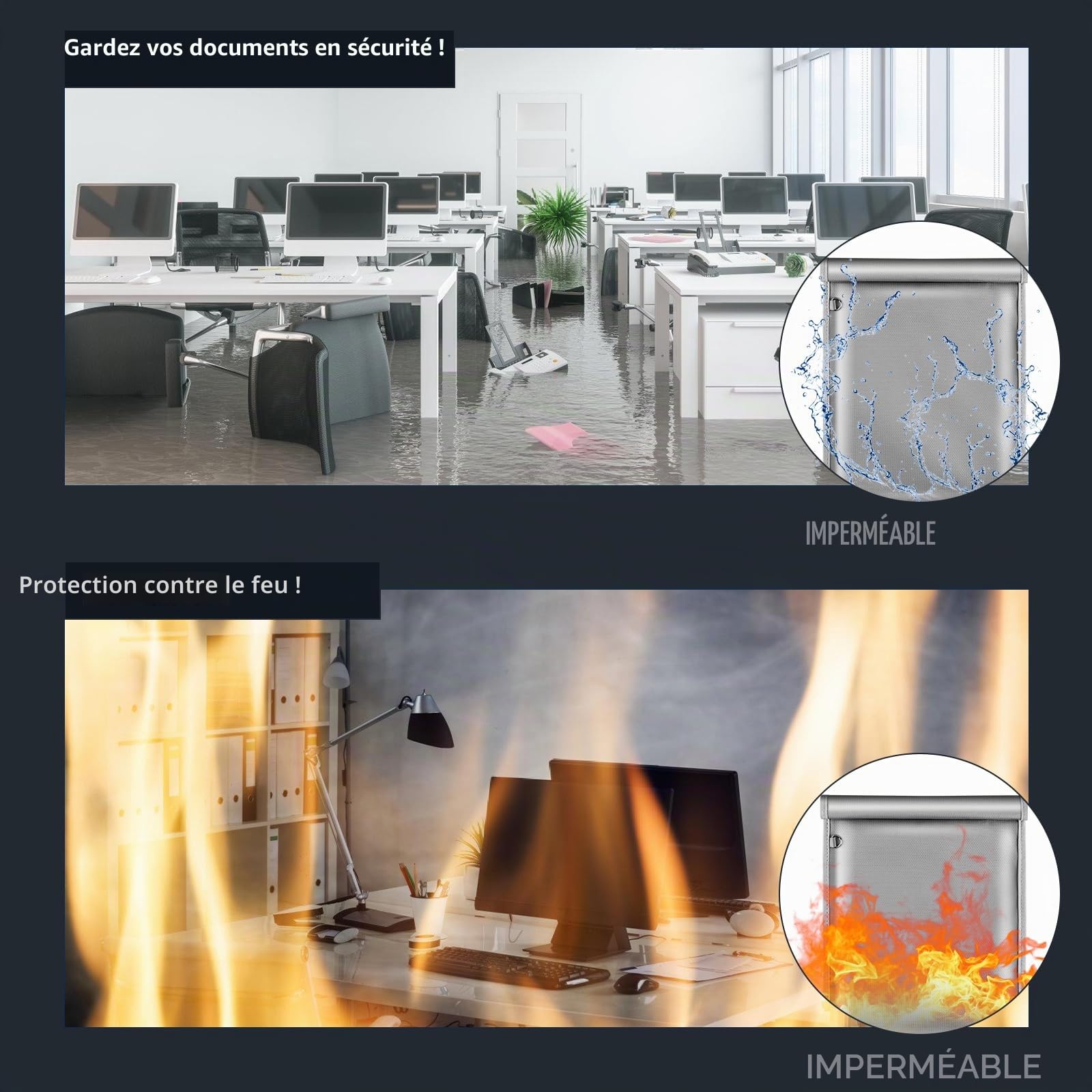 Faraday Bag Keyless Go Lot de 4 sacs de protection contre les radiations, bloquant les signaux RF ignifuges et étanches, GPS/RFID, bloqueur de signal pour tablettes/téléphone portable/clés de