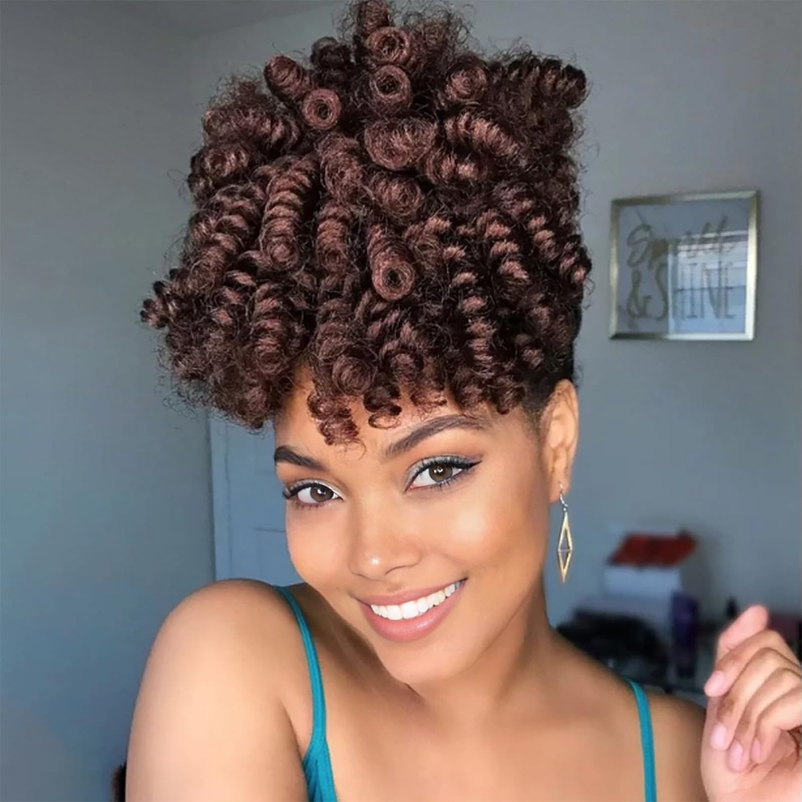 MIMAN 5 Packs 10 Inch Short Curly Crochet Hair Braids for Black Women 12MM Spiral Curls Synthetic Crochet Braiding Hair Extensions for Women DIY