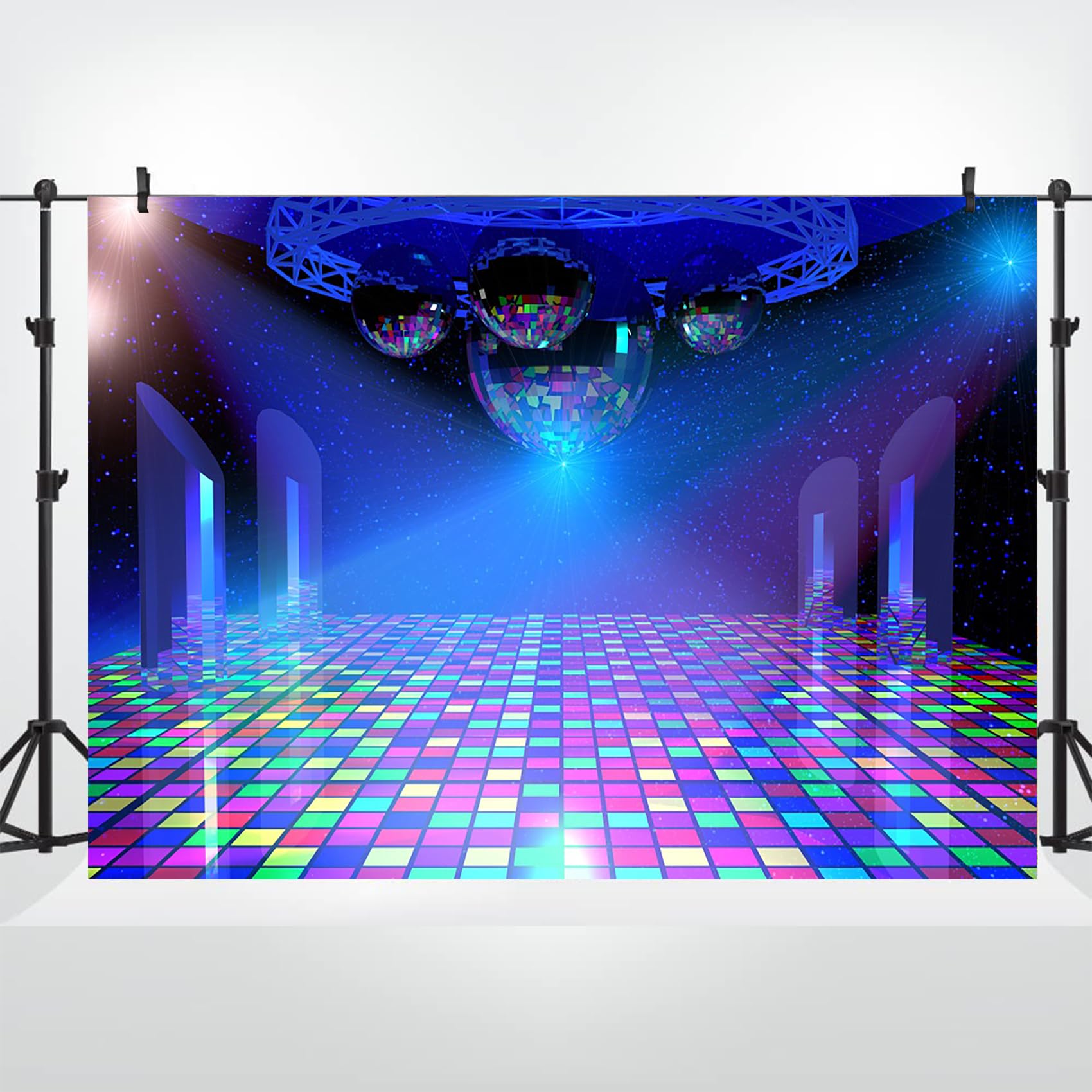 4,5 x 3 m tło dyskotekowe, winylowy, neonowy reflektor, muzyka sceniczna, klub nocny, do fotografii, dyskoteka, dyskoteka, motyw dyskotekowy, przyjęcie urodzinowe, baner, fotobudka,
