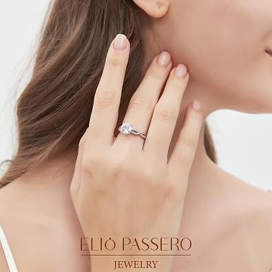 Elio Passero Engagement Rings for Women,925 Sterling Silver CZ Round Solitaire Engagement Ring with 18K Yellow/White Gold Plated,Engagement Wedding Bands Promise for Her 1.5/2/3/4/5CT