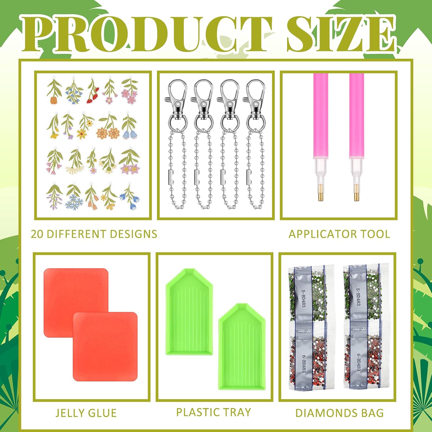 Aurelema 20 Pieces Wildflower Diamond Painting Keychain 5d DIY Painting Kit Wildflower Hanging Diamond Art Kits Woodland Theme Ornaments for Kids Crafts Family Decor image 3