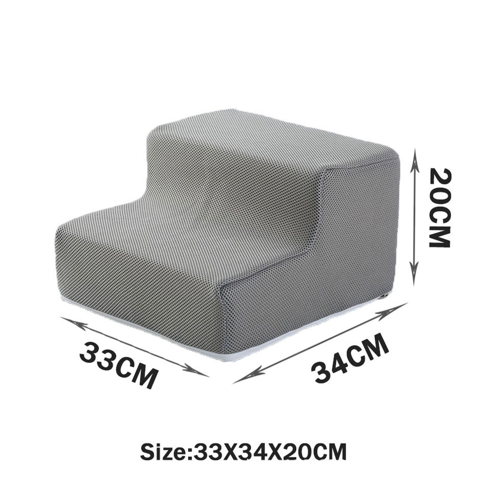 Rampe d'Accès pour Animaux à Deux Marches, Escalier pour Animal Domestique, Escalier Anti-Glissant Adaptée aux Canapés, Idéale pour Petits Chiens et Chats, Gris Clair