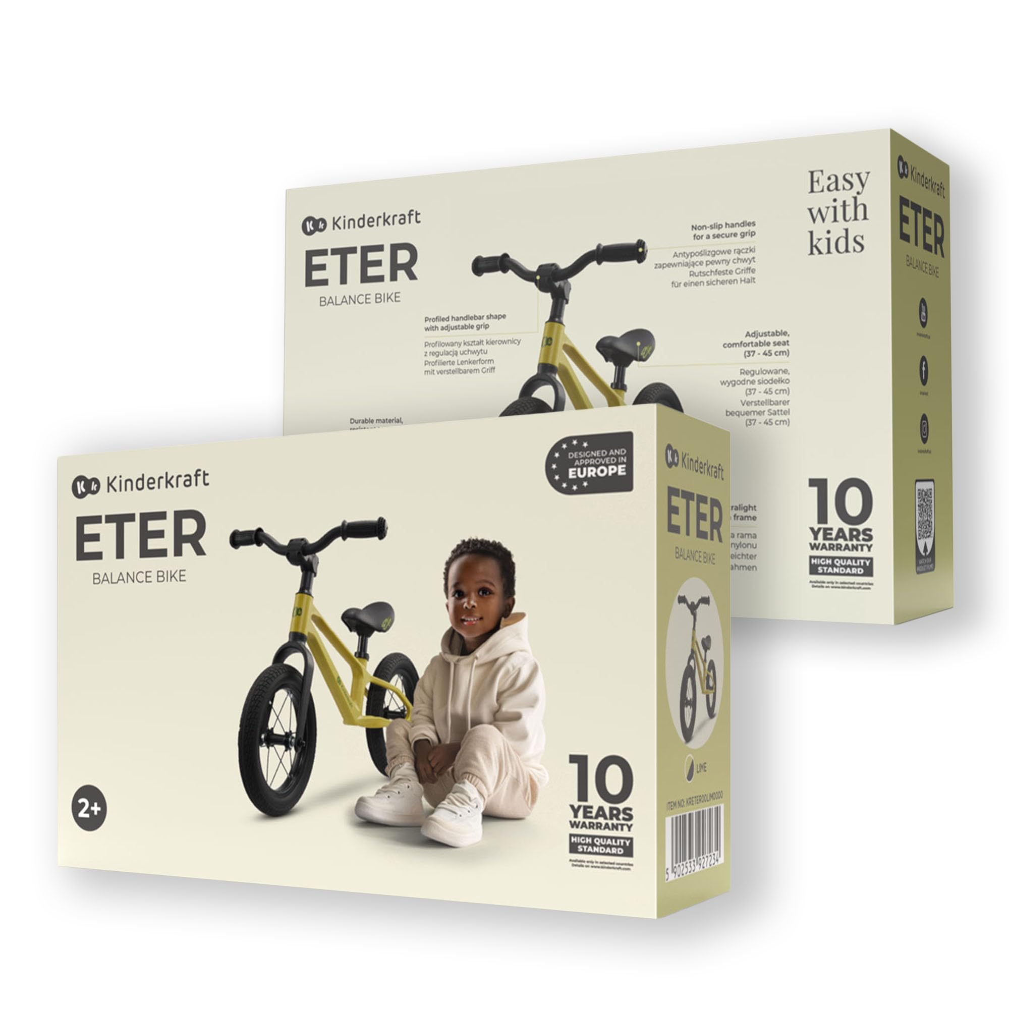 Kinderkraft ETER Laufrad bis 35 kg, Licht Lauflernrad, Kinder fahrader, 12 Zoll Räder, Nylonrahmen, Höhenverstellbar Sattel, Begrenzter Lenkeinschlag, Gummigriffe, sportliches Design