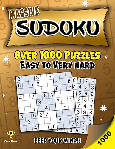 OVER 1000 SUDOKU PUZZLES FOR ADULTS MASSIVE Sudoku Puzzle book for adults. Easy to very hard. Includes Solutions