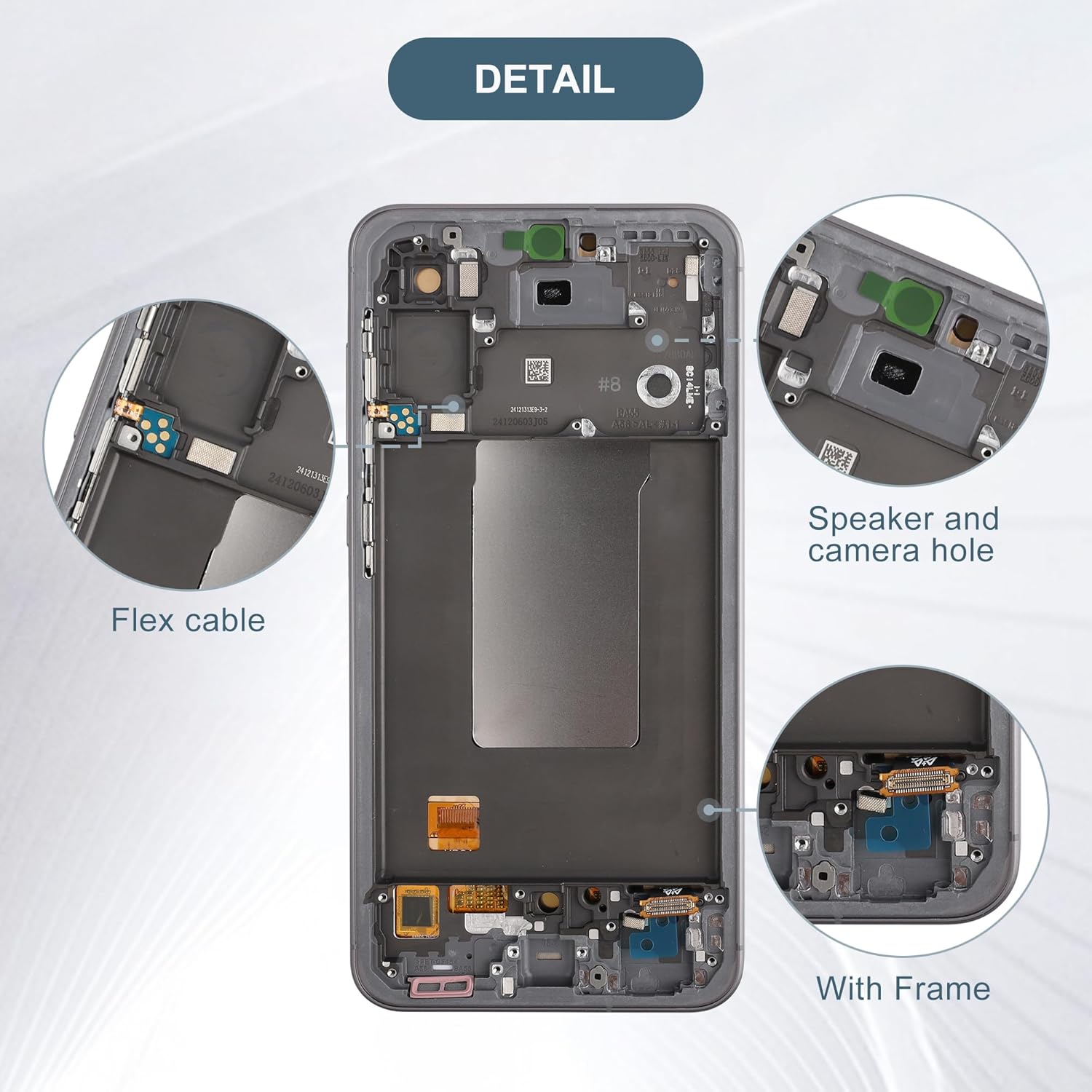 OLED LCD Display Touch Screen Digitizer Assembly Repair Replacement 6.7" for Samsung Galaxy A56 5G SM-A566 with Tools（Black with Frame）
